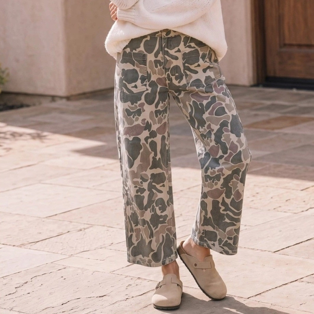 Kori America Duck Camo Barrel Leg Jeans